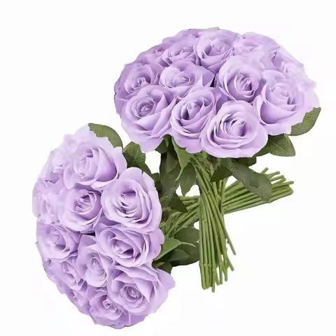 Lavender Roses Artificial Flowers Lliac Roses Purple Roses Fake Roses Flowers with Long Stems Silk F