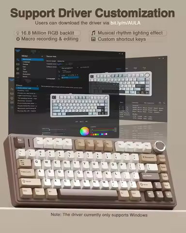 AULA F75 Gaming Mechanical Keyboard Customized Tri-Mode Hot-Swap 75% Layout Gasket Structure RGB PBT