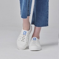 moz瑞典 駝鹿 雙色洞洞餅乾水鞋 (白/藍標) 舒適厚底-附鞋扣