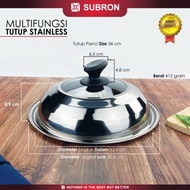 SUBRON Tutup Panci Wajan Multifungsi Kuali Wok 30cm 32cm 34cm 36cm Stainless Kaca Besar Elegan