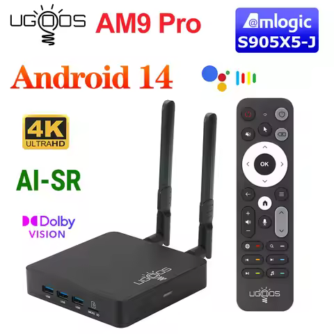 UGOOS AM9 Pro Amlogic S905X5-J TV BOX Android 14 LPDDR5 4G64G Supoprt AI-SR, 4K HDR WiFi6 BT5.2 1000