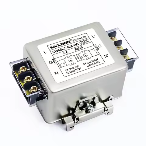 CW4EL2-40A-RG Single-Phase AC EMI Filter DIN Rail Mount Universal Two-Stage Filter 3A-40A 250VAC for