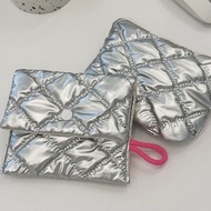 Blogger Diamond Silver Love Cute Clutch Cosmetic Coin Bag Portable Storage Hygiene Bag