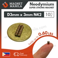 10 pcs. D3mm x 3mm Neodymium Magnet, N42