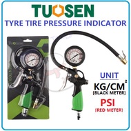TUOSEN TYRE TIRE GAUGE PRESSURE AIR INDICATOR 11093 MEASURE CAR PSI METER KG M SQUARE UKUR TAYAR ANG