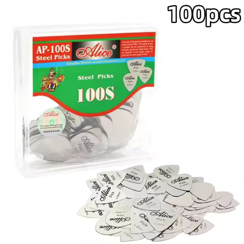 Alice 100Pcs Metal Guitar Pick 0.3mm Thin Durable Silver Color Professional Bass Ukelele Guitar Pick