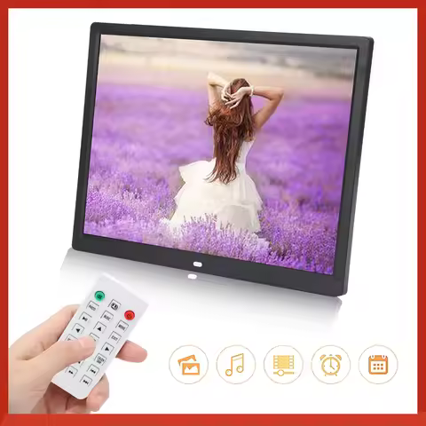 15inch HD Digital Photo Frame 1024x768 Resolution Support MP4/MP3/Image Playback LCD Display Screen 