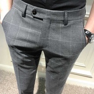 Plaid Tights for Men, Korean Style Slim Casual Suit Pants Slim Casual for Men