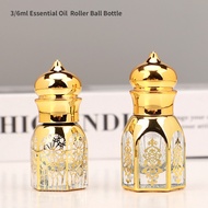 3ml 6ml Gold plating Glass Essential Oil Empty Roller Ball Refillable Perfume Bottle Roll On Containers For Travel
