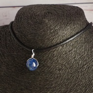 Genuine Natural Blue Kyanite Stone Choker Necklace,Sterling Silver Bail