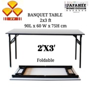 JFH 3V 2' x 3' Folding Banquet Table / Foldable Banquet Table with Wood Table Top