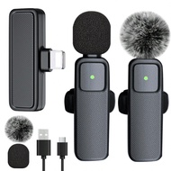 ไมโครโฟนแบบติดคอไร้สายสำหรับโทรศัพท์ iPad พอร์ต Type-C ไมโครโฟนติดคอ เสียบเล่นทันที 2.4G ความล่าช้าต