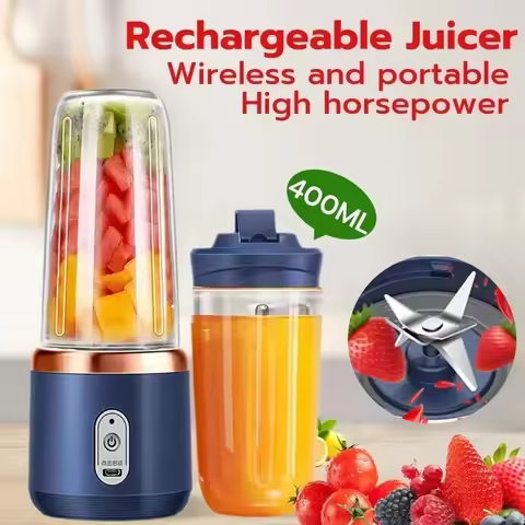 Multifunction 2 Cups Portable Fruit Juicer Blender 6 Blade Juice Mixer Mini Ice Blender USB Charging