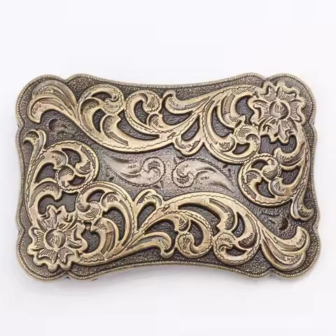 Tang Dynasty retro style plant pattern belt buckle for 3.8 cm belt