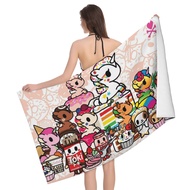 Tokidoki Bath Towel Microfiber Cartoon Beach Towel Highly Absorbent Body Towel, Swimming Pool Travel Gift