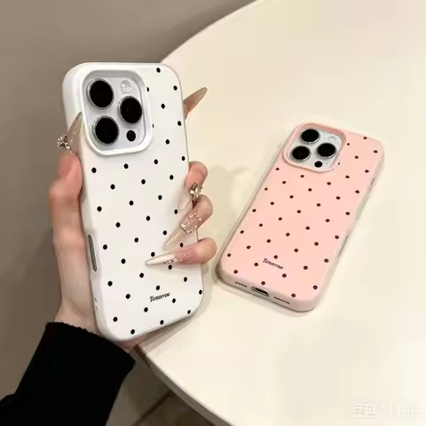 Simple Black Wine Polka Dot Design Lichee Case For OPPO A6 A5 Pro A5X A60 Reno 15F 14F 13F 12F 11F 1
