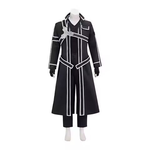 In Stock Sword Art Online Kirito Cosplay Costume Mens SAO Kirito Black Version Jacket Pnats Suit Hal