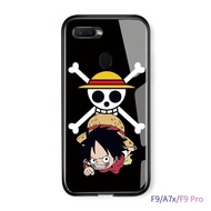 เคสมือถือเคสโทรศัพท์เคส OPPO F9/Realme U1/A7X/F9 Pro เคสโทรศัพท์หรูหรา Soft EDGE อะนิเมะ OnePiece Luffy Glossy ปลอกกระจกเทมเปอร์กันกระแทกฝาหลังกรณี