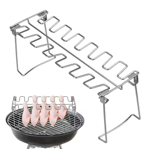 Roast Chicken Leg Rack Barbecue Rib Grilling BBQ Roast Rack Chicken Wing Leg Rack Non-Stick Stainles