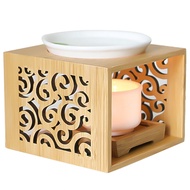 (YTIZ) Wooden Bamboo Hollow Fragrance Lamp Oil Furnace Burner Candle Holder Elegant and Attractive Home Office Decoration