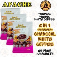 APACHE 2 IN 1 NO SUGAR ADDED CHARCOAL WHITE COFFEE INSTANT COFFEE DRINK / TRIPLE & SINGLE SACHET X 2