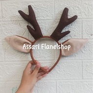 Christmas deer antler and ear character flannel headband