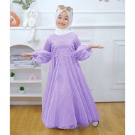 FG DRESS ANAK MARSHA KID MUSLIM ANAK 3-11 TAHUN GAMIS ANAK SALSA KID BROKAT GLITER PREMIUM TILE DOT 