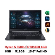 Laptop Acer Gaming Aspire 7 A715-42G-R05G (Ryzen 5 5500U/8GB RAM/512GB/15.6"FHD 144Hz/GTX1650 4GB/Win 11)