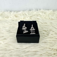 CHANEL 19 CC黑銀水鑽造型耳環 全套有盒