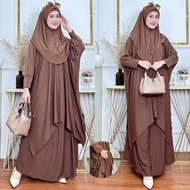 Yasir l Haliza Stelan ROk oversized Batwing top set Veil + inner spandex balloon jersey