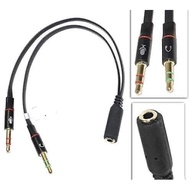 Audio Aux 2 in 1 Splitter 3.5mm Jack Two Male To One Female Headphone Earphone Mic and Sound