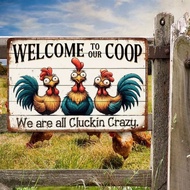 Farmhouse Chicken Coop Metal Sign 8x12 Inch - Rustic Vintage Outdoor Wall Art with Hanging Holes for
