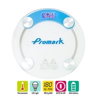 Promark เครื่องชั่งน้ำหนักดิจิตอล แบบกลมDigital Scale LED + Temperature Thermometer Glass 33cm