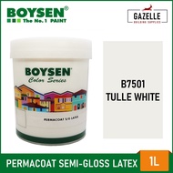 ♤Boysen Permacoat Semi-Gloss Latex Paint Tulle White B7501- 1 Liter