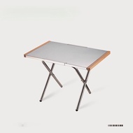 Table Outdoor Camping Picnic Portable Stainless Steel BBQ Folding Table Leisure Small Steel Table ชา