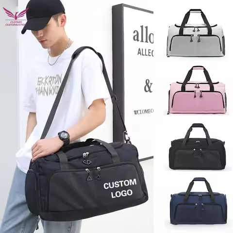 Custom logo Gym Bag Travel Duffle Bag DIY name Gym Bag with Shoes Wet Pocket Carry On Weekender bag 