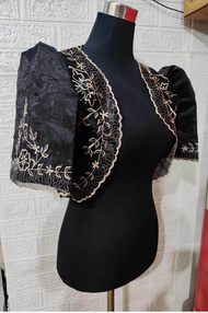 filipiniana Bolero black Maria clara sleeve  burda with lace
