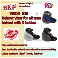 BKP Pilot Cruiser 323 Helmet Visor Siang Malam Universal 3 Button Half V shape LASER BOB Health Xdot
