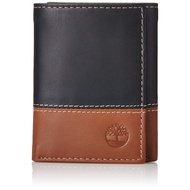 Timberland Mens Leather Trifold Wallet With ID Window Black Brown