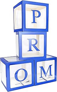 4 Pcs Prom Boxes with Letters 11.8 x 11.8 x 11.8 Inch Clear Prom Balloon Boxes Transparent High Scho