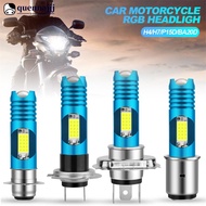 QUENNA 1PC RGB H4/H7/P15D/BA20D Motorcycle Headlight LED Hi/Low Canbus Led Bulb Moto Fog Driving Lights DRL Scooter Front Lamp V2Y4