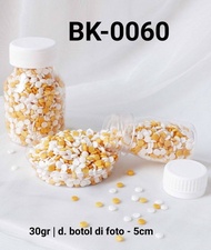 BK-0060 Sprinkles sprinkle sprinkel 30 gram bulat pipih emas putih