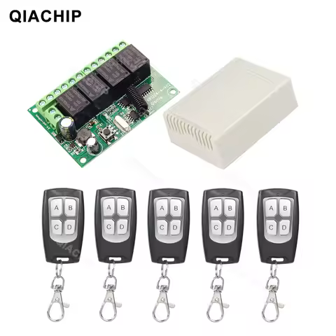 QIACHIP 433Mhz RF Remote Control Circuit Universal Wireless Switch DC 6V 12V 24V 4CH RF Relay Receiv