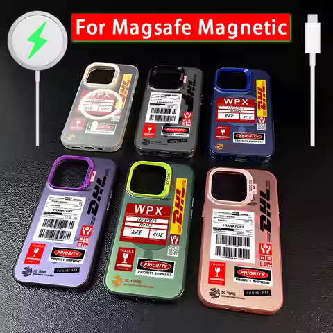 Hot Trend Barcode Label D-DHL Magsafe Magnetic Phone Case for IPhone 11 12 13 14 15 16 Pro Max Plus