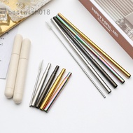 BWH Portable Reusable Metal Straw Collapsible Stainless Steel Drinking Straw Telescopic Straw With Case Cleaning Brush