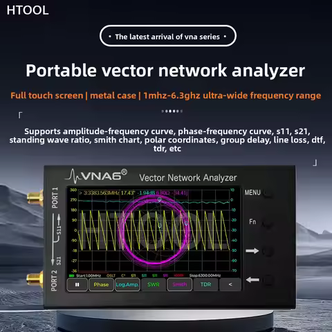 VNA6 Vector Network Analyzer 1M-6300MHz Dual-Port Handheld Device S11 S21 Antenna Analyzer 4-Inch Di