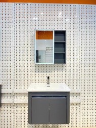 Bộ tủ lavabo kèm tủ gương có đèn led size 60cm