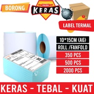 PalingKeras. A6 Thermal Sticker / Berkualiti Tinggi 10*15cm. Nota konsainan Label Penghantaran Bil Airway Roll &amp; Fanfold