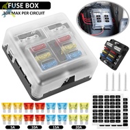 6-Way Fuse Box DC 32V Circuit Blades Fuse Block Waterproof Fuse Box Holder with 20 Fuses LED Indicat