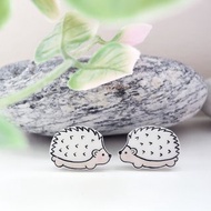 嬌羞可愛小刺蝟耳環 手工耳環 抗敏耳針 無痛耳夾